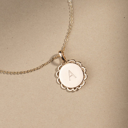 Engravable Ornate Circle Charm Necklace