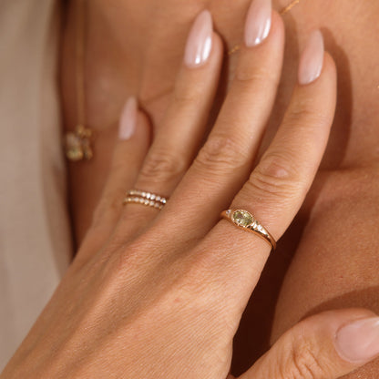 August Oval Birthstone Signet Ring