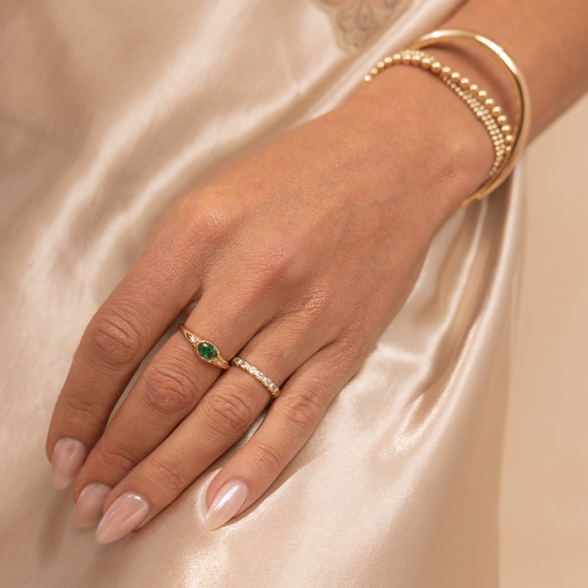 May Oval Birthstone Signet Ring