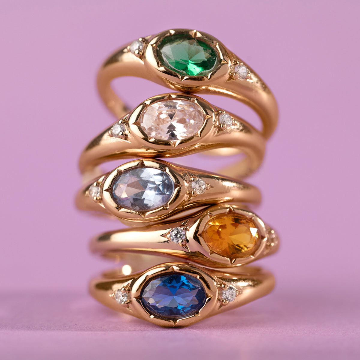 May Oval Birthstone Signet Ring