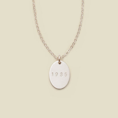 Mini Oval Disc Necklace Silver / 16"-18" Necklace
