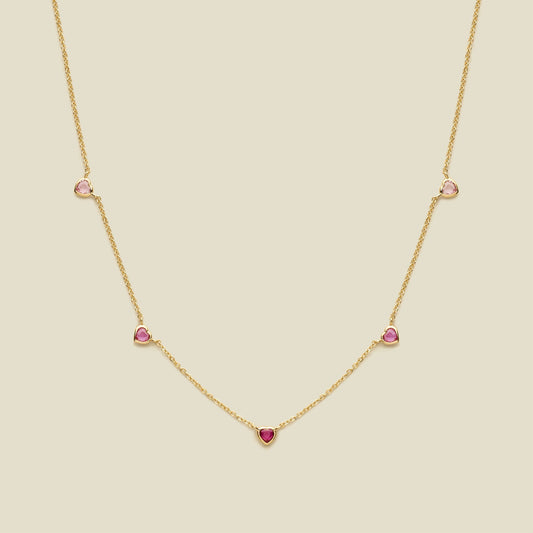 Ombre Pink Heart Necklace Gold Vermeil Necklace