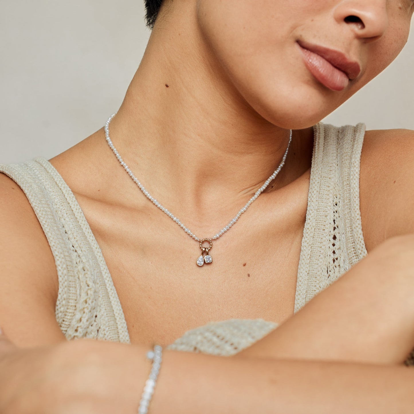 Pearl Strand Charm Necklace
