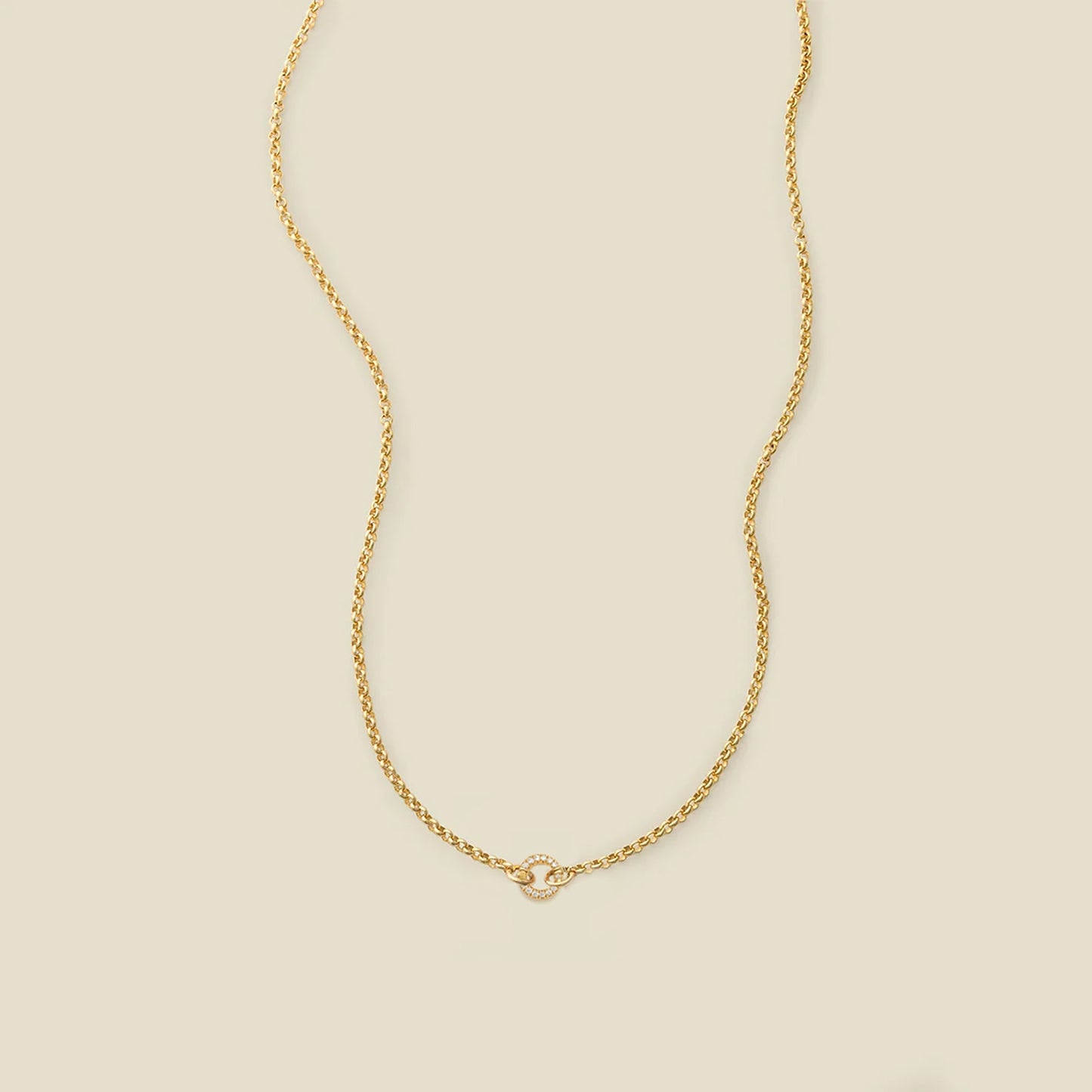 Rolo Charm Necklace Gold Filled / With Mini CZ Link Lock Necklace