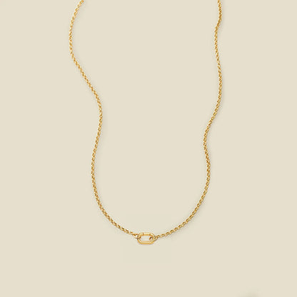 Rolo Charm Necklace Gold Filled / With Mini Paperclip Link Lock Necklace