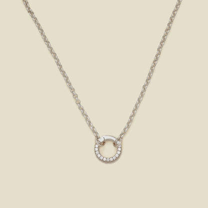 Rolo Charm Necklace Silver / With CZ Link Lock Necklace