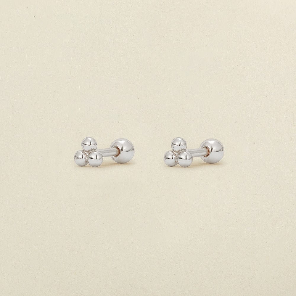 Trinity Bead Stud Earrings Silver Earring