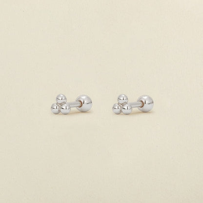 Trinity Bead Stud Earrings Silver Earring