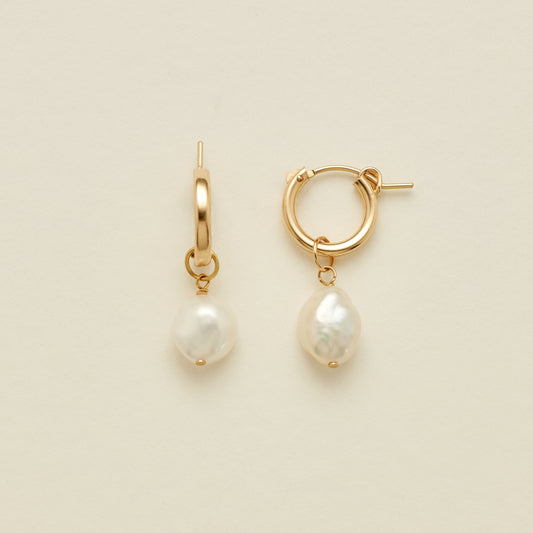 Single Pearl Hoops