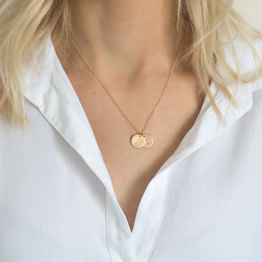Personalized Gold Disc Necklace With Initial