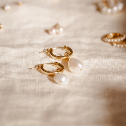 Single Pearl Hoops