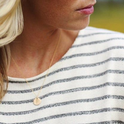 Personalized Gold Disc Necklace With Initial