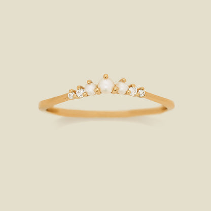Crescent Pearl and CZ Ring