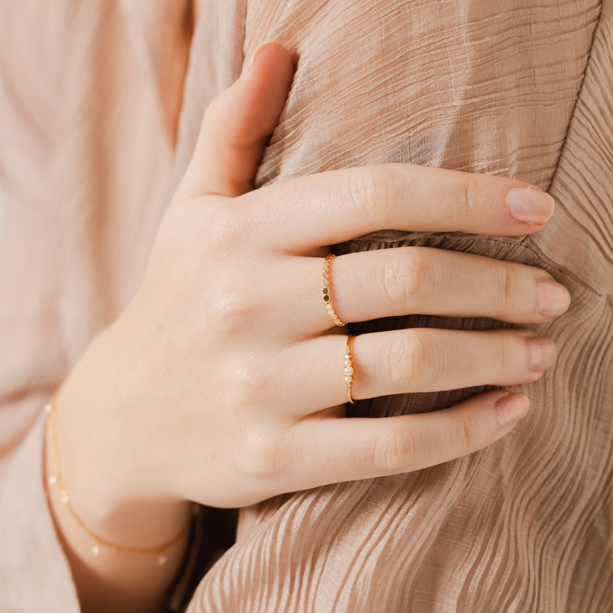 Crescent Pearl and CZ Ring