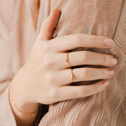 Crescent Pearl and CZ Ring