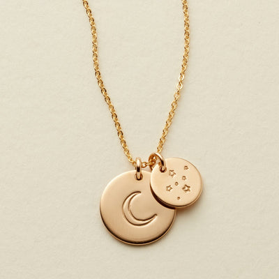 Moon and Stars Disc Necklace - 1/2